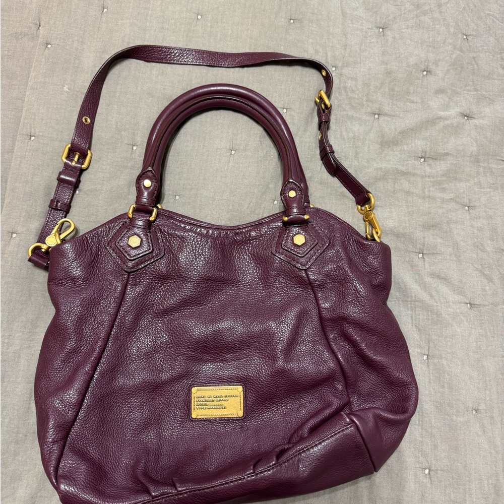 Marc Jacobs Purple Leather Shoulder Bag with Gold Hardware